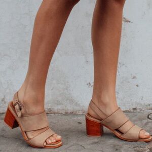 ADELANTE- The Serena Leather Block Heel Strap Ankle Sandal